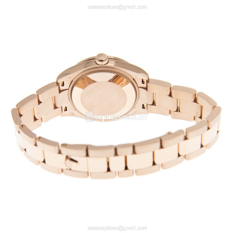 Rolex Datejust Replica - Automatic - 18kt Rose Gold Case - White Dial - Gold Clasp & Strap - View 4