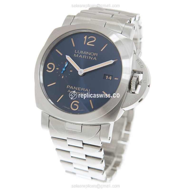 Panerai Luminor Marina Replica - Automatic - Blue Dial - Steel - View 3