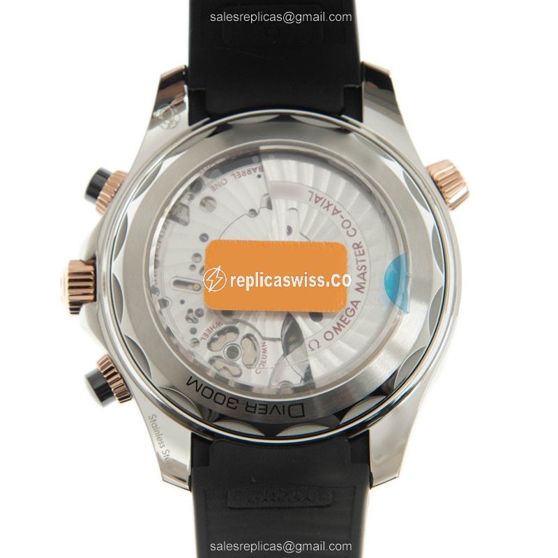 Omega Seamaster Replica - Automatic - 18kt Rose Gold & Steel - Black Dial - Rubber Strap - View 3