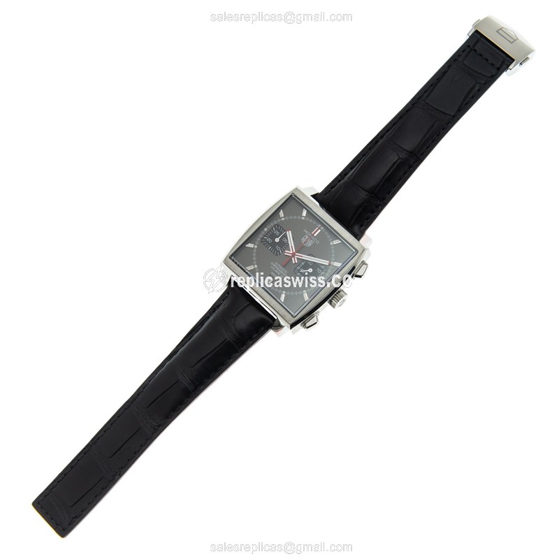 Automatic Tag Heuer CAW211J-FC6476 Replica - Steel Case - Gray Dial - Black Alligator Strap - View 2