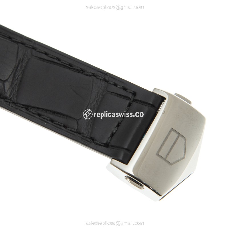 Automatic Tag Heuer CAW211J-FC6476 Replica - Steel Case - Gray Dial - Black Alligator Strap - View 4