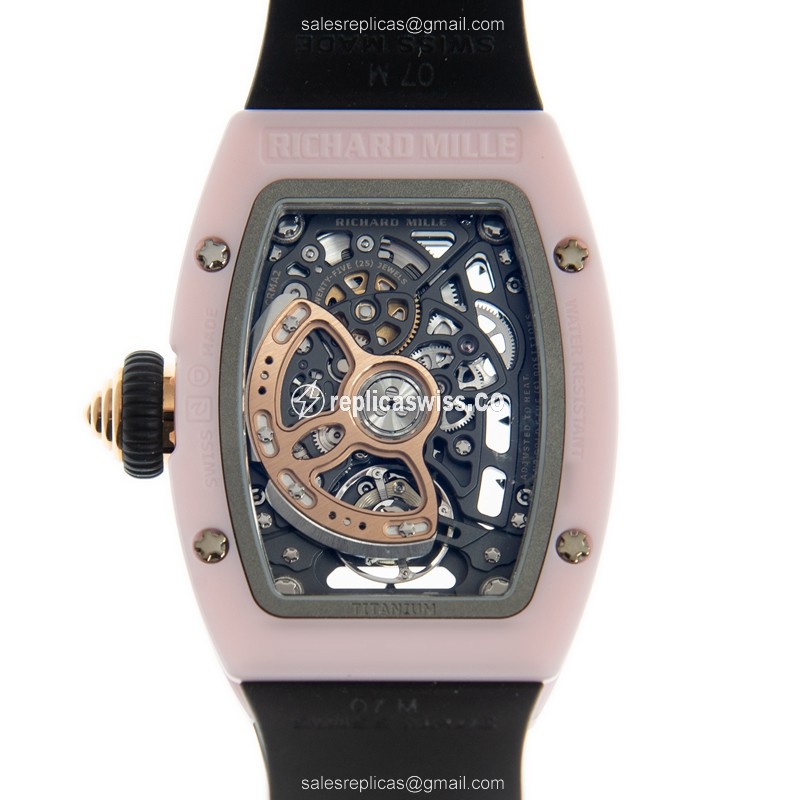 Richard Mille RM07-01 Lady Auto Ceramic - Black Dial, Black Rubber Strap - View 3