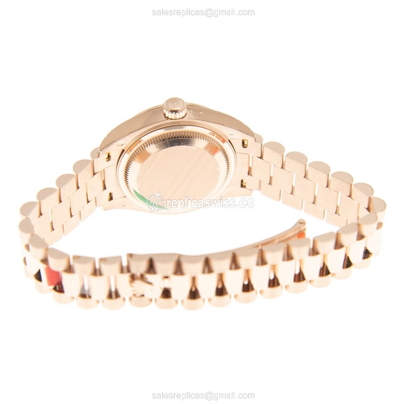 Rolex Lady Datejust Replica - Automatic, 18kt Gold, Pink Dial, Gold Clasp & Strap - View 4