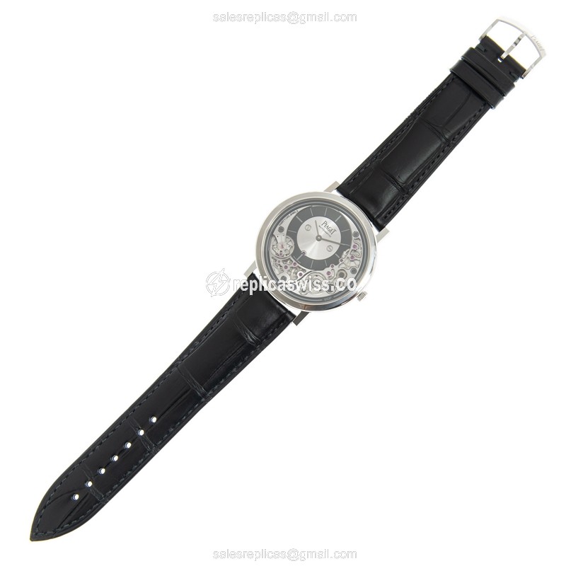 Piaget G0A43121 Replica - Automatic - 18kt White Gold - Silver Dial - Black Alligator Buckle - View 2