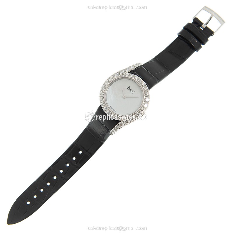 Piaget G0A44160 Replica - Quartz - 18kt White Gold - Diamond Dial - Black Alligator Strap - View 2