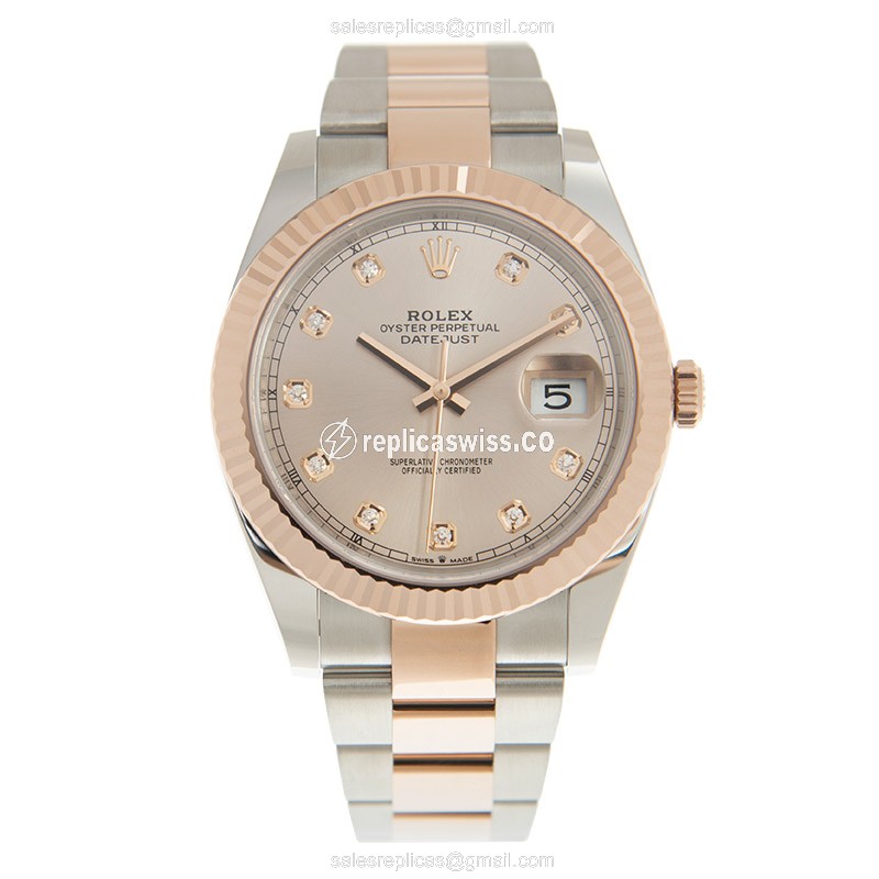 Rolex Datejust Replica - Automatic - 18kt Rose Gold & Steel - Pink Dial - View 2