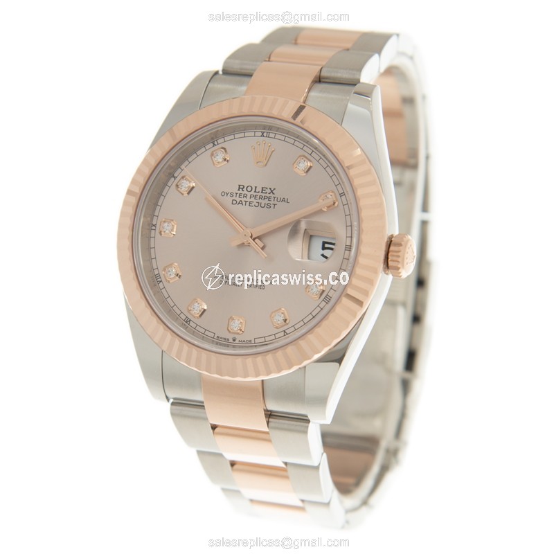 Rolex Datejust Replica - Automatic - 18kt Rose Gold & Steel - Pink Dial - View 3