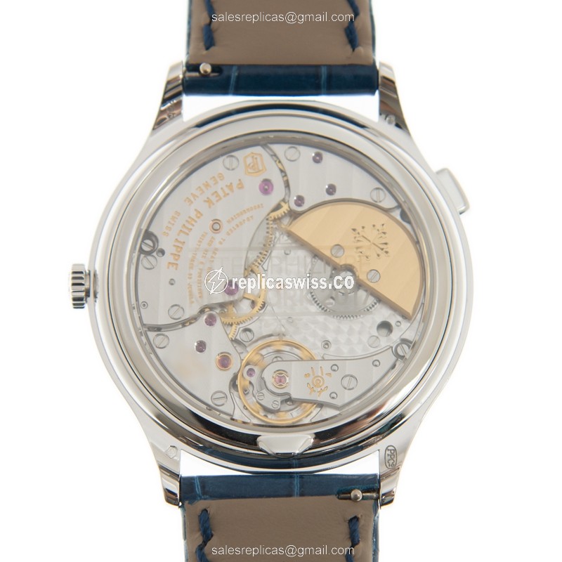 Patek Philippe 7130G-015 Replica - Automatic - 18kt White Gold - Blue Dial - Diamond - Alligator Blue Buckle - View 3