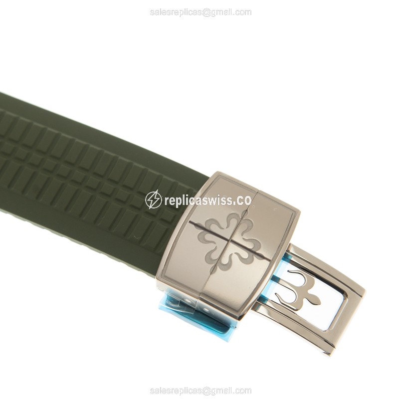 Patek Philippe AQUANAUT Replica - Automatic - 18kt Gold - Green Dial - Rubber Green Strap - View 4