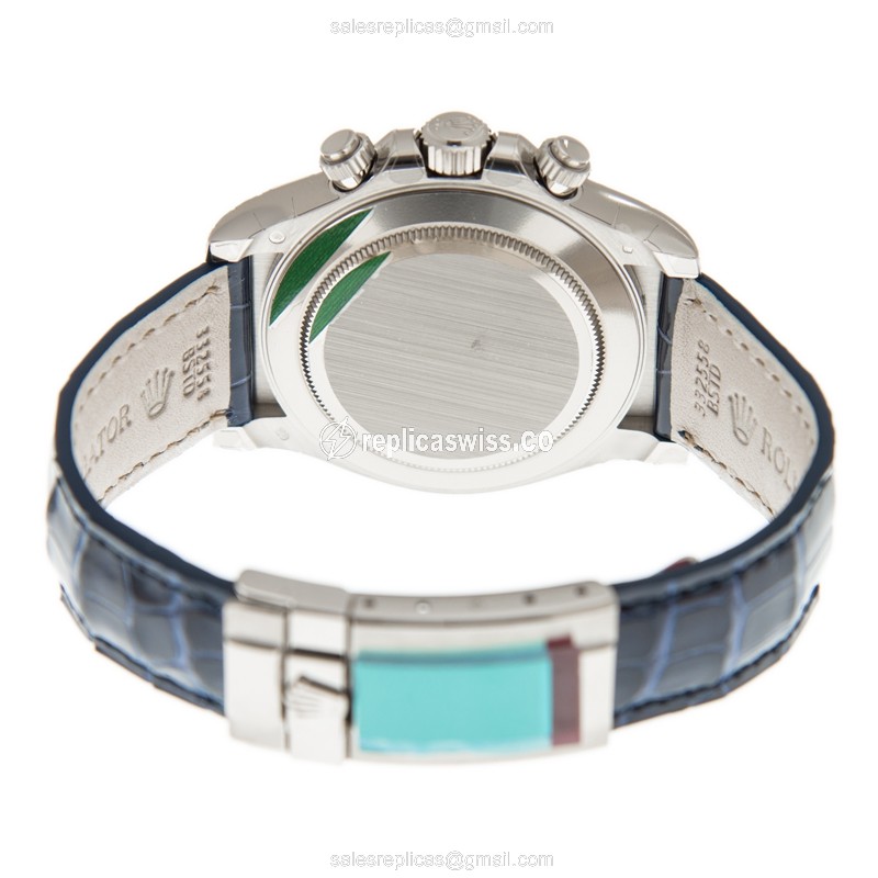 Rolex Daytona Replica - Automatic - Sapphire Case - Blue Dial - Alligator Blue Strap - View 4