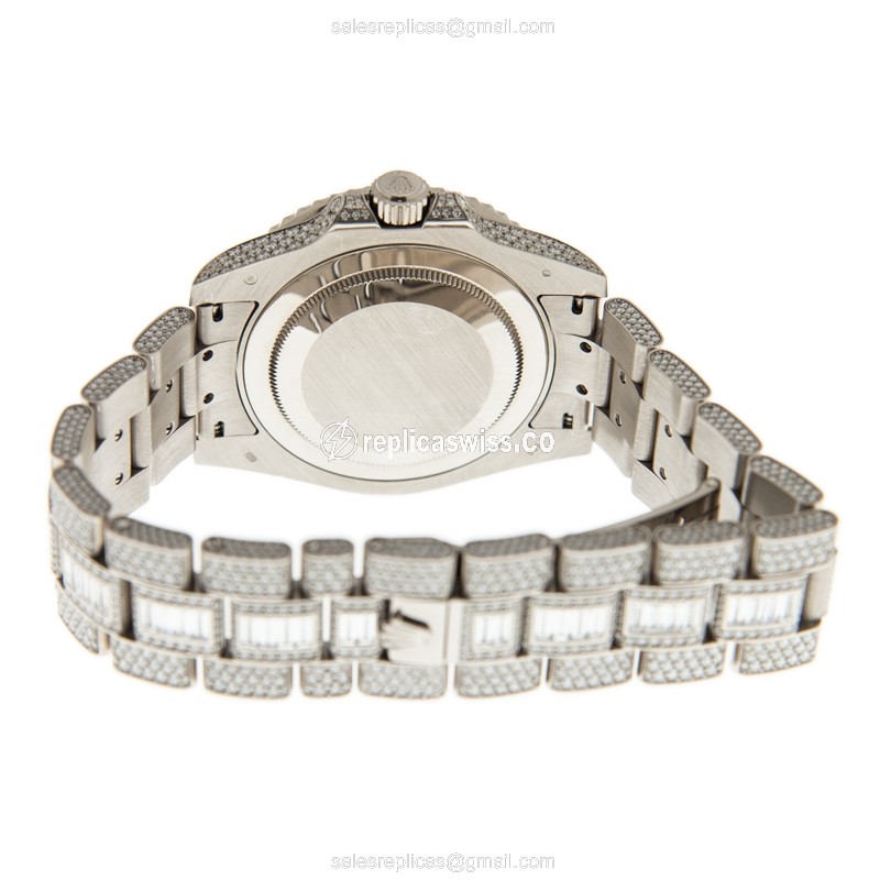 Rolex GMT-MASTER II Replica - Automatic - 18kt White Gold - Diamond - Silver Dial - View 4