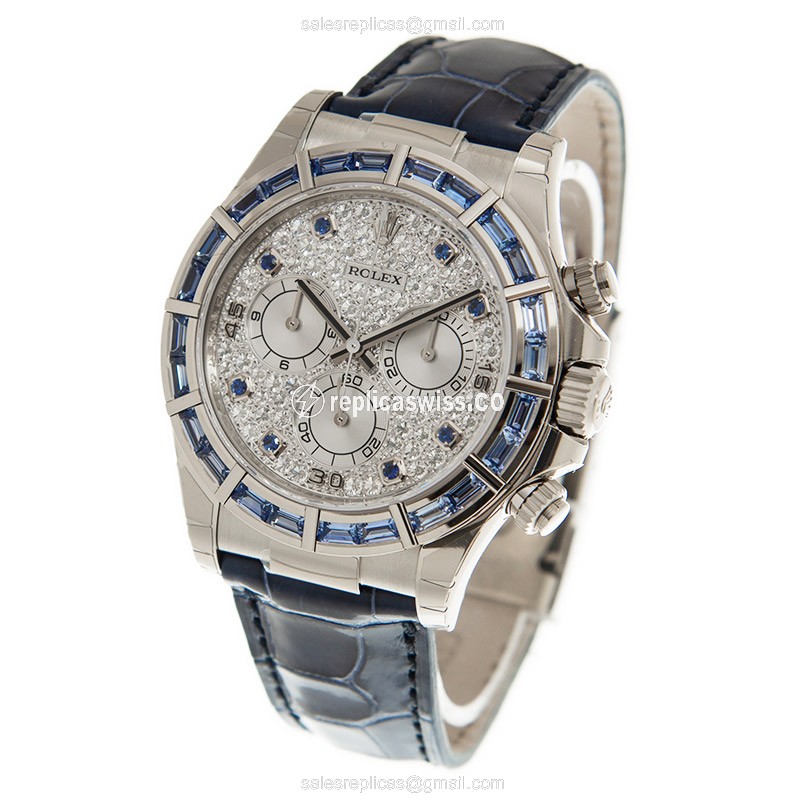 Rolex Daytona Replica - Sapphire Case - Blue Dial - Automatic - 18kt Gold - View 3