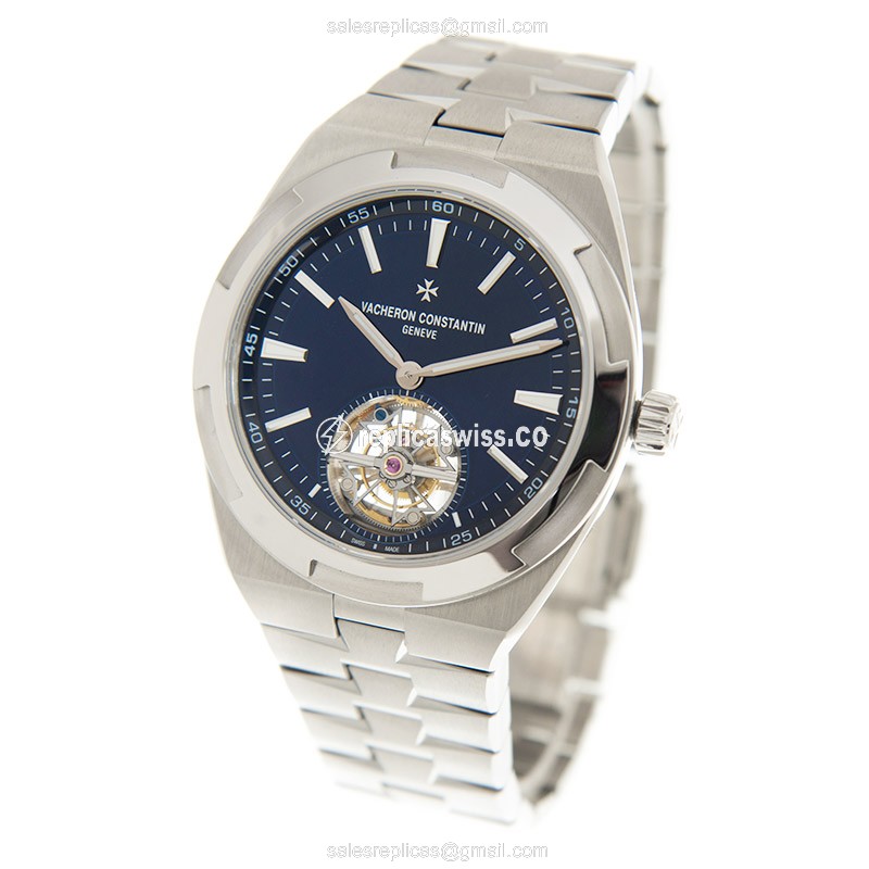 Vacheron Constantin 6000V/110A-B544 Replica - Automatic - Steel Case - Blue Dial, Silver Clasp & Steel Strap - View 3
