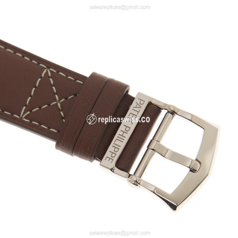 Patek Philippe 5960-01G-001 Replica - Automatic - 18kt Gold - Blue Dial - Brown Cowhide Buckle - View 4