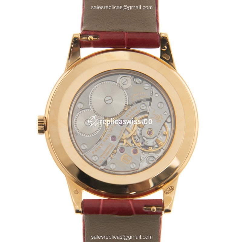 Patek Philippe Calatrava Replica - Manual Wind - 18kt Rose Gold & Diamond - White Dial - View 3
