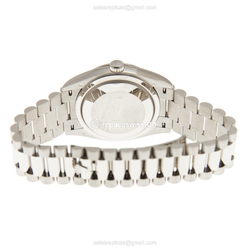 Rolex DAY-DATE Replica - Automatic - 18kt White Gold - Silver Dial - Clasp - 128239-0019 - View 4