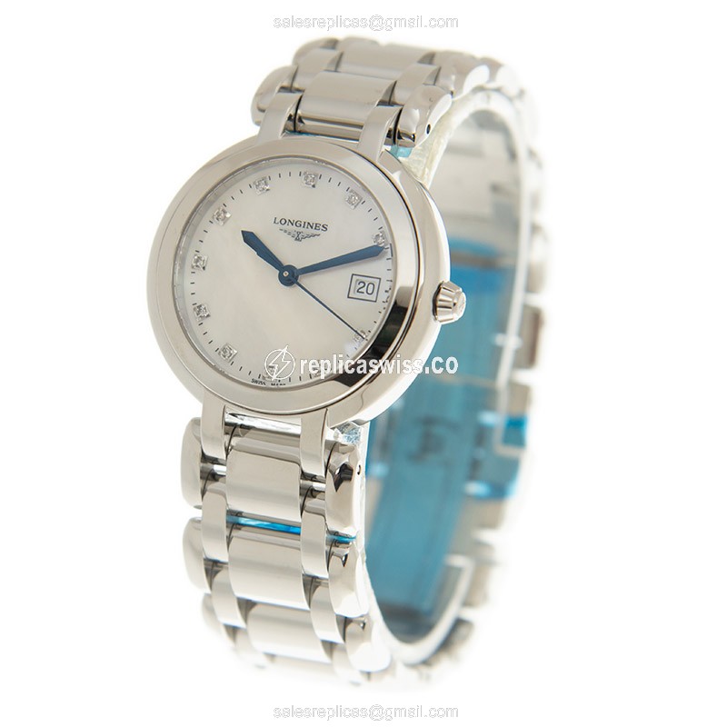 Longines Prima Luna Replica - Quartz - Stainless Steel Case - White Dial, Silver Clasp - View 3