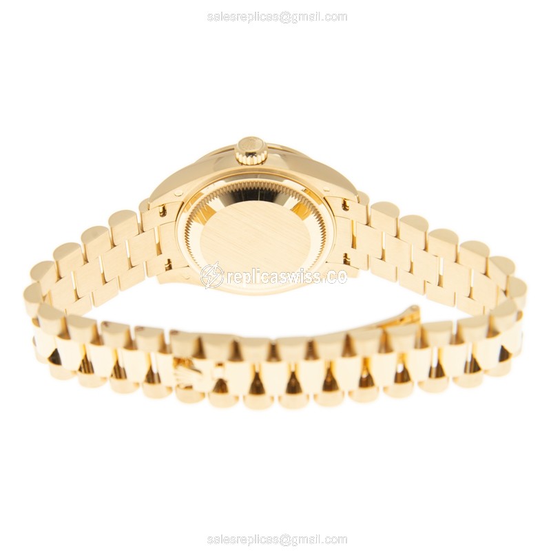 Rolex Lady Datejust Replica - Automatic - 18kt Gold - Diamond Dial - Gold Clasp - View 4