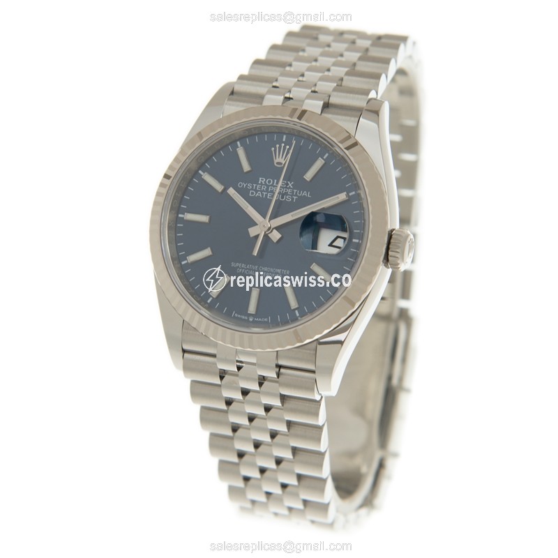Rolex Datejust Replica - Automatic - White Gold & Steel - Blue Dial - View 3
