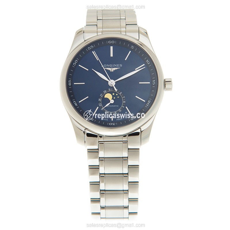 Longines L2.909.4.92.6 Replica - Automatic - Steel Case - Blue Dial, Silver Clasp - View 2
