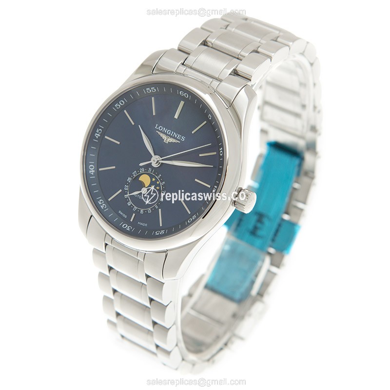 Longines L2.909.4.92.6 Replica - Automatic - Steel Case - Blue Dial, Silver Clasp - View 3