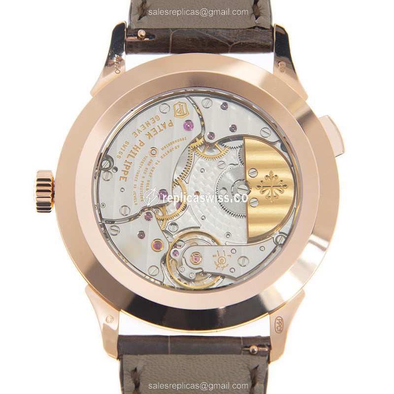 Patek Philippe 5230R-012 Grand Complications - Auto - 18kt Rose Gold - Gray Dial - Brown Alligator - View 3