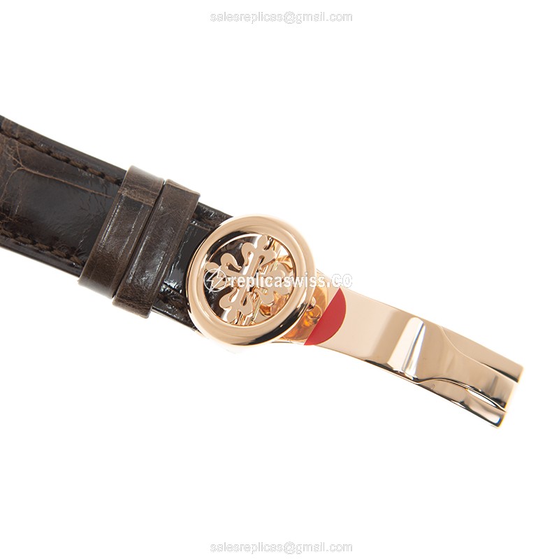 Patek Philippe 5230R-012 Grand Complications - Auto - 18kt Rose Gold - Gray Dial - Brown Alligator - View 4