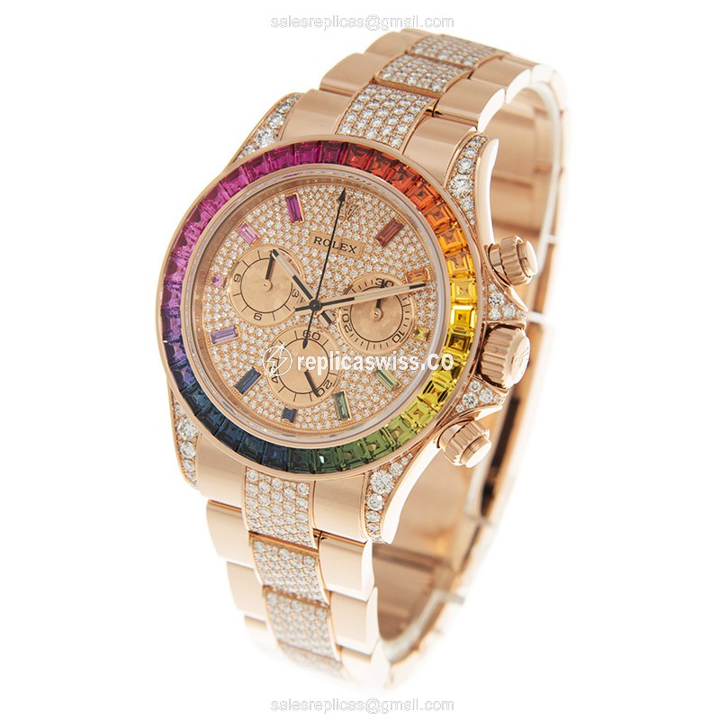Rolex Daytona Replica - Automatic - 18kt Rose Gold Case - Sapphire Gold Dial - View 3