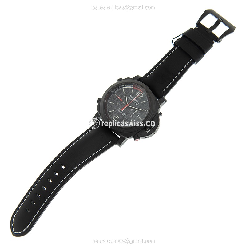 Panerai PAM01038 Replica - Carbon Fiber Case - Black Dial - Buckle Clasp - Black Cowhide Strap - View 2