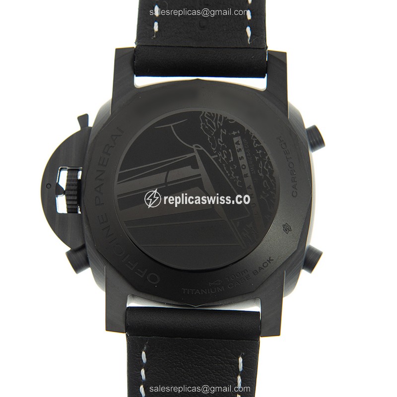 Panerai PAM01038 Replica - Carbon Fiber Case - Black Dial - Buckle Clasp - Black Cowhide Strap - View 3