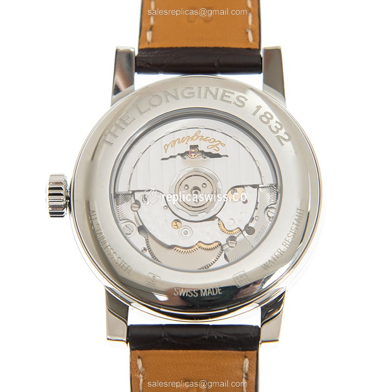 Longines 1832 Replica - Automatic - Beige Dial - Stainless Steel Case, Brown Cowhide Strap - View 3