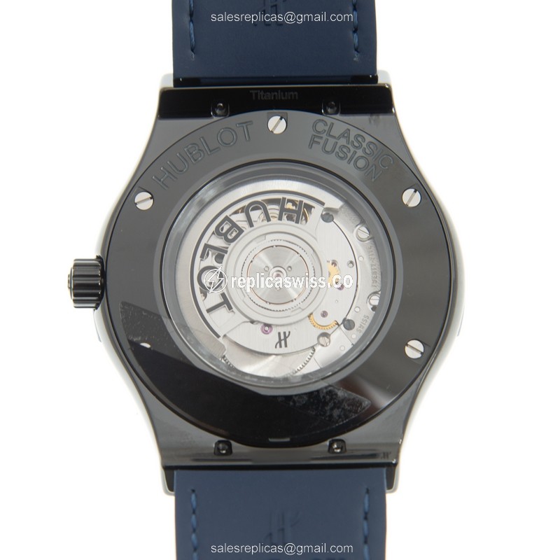 Hublot Classic Fusion Replica - Automatic - Ceramic Case - Blue Dial - Blue Alligator Strap - View 3
