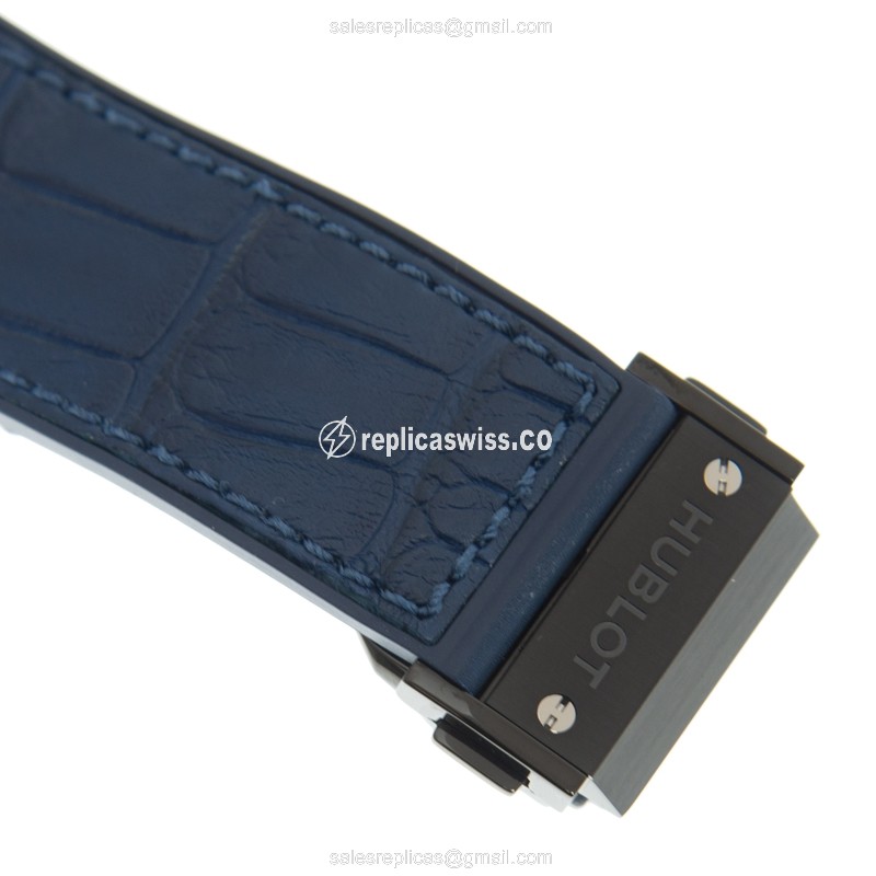 Hublot Classic Fusion Replica - Automatic - Ceramic Case - Blue Dial - Blue Alligator Strap - View 4