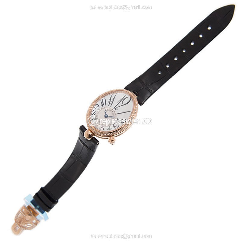 Breguet REINE DE NAPLES Replica - Automatic 18kt - White Dial - Alligator Black - View 2