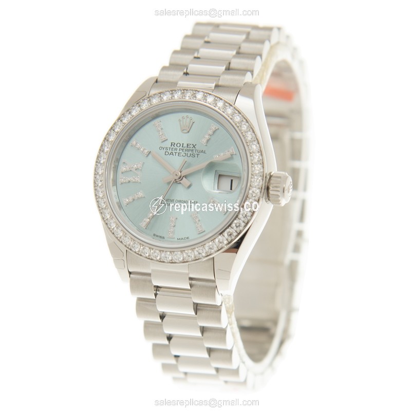 Rolex Datejust Replica - Automatic - 950 Platinum - Blue Dial on Silver - View 3