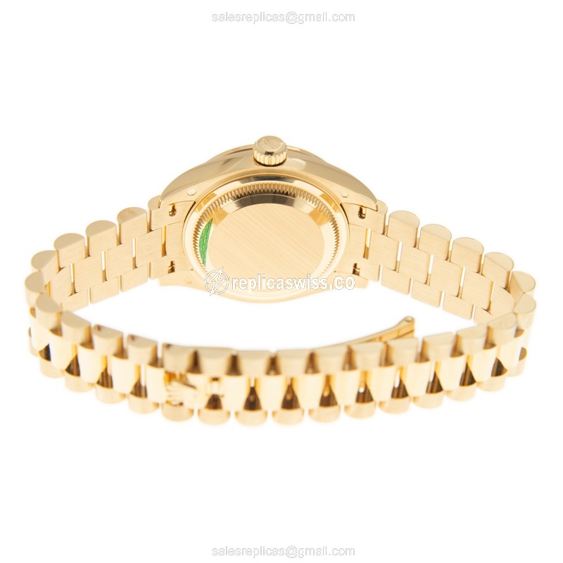 Rolex Lady Datejust Replica - Automatic - 18kt Gold Case, Diamond - Silver Dial - View 4