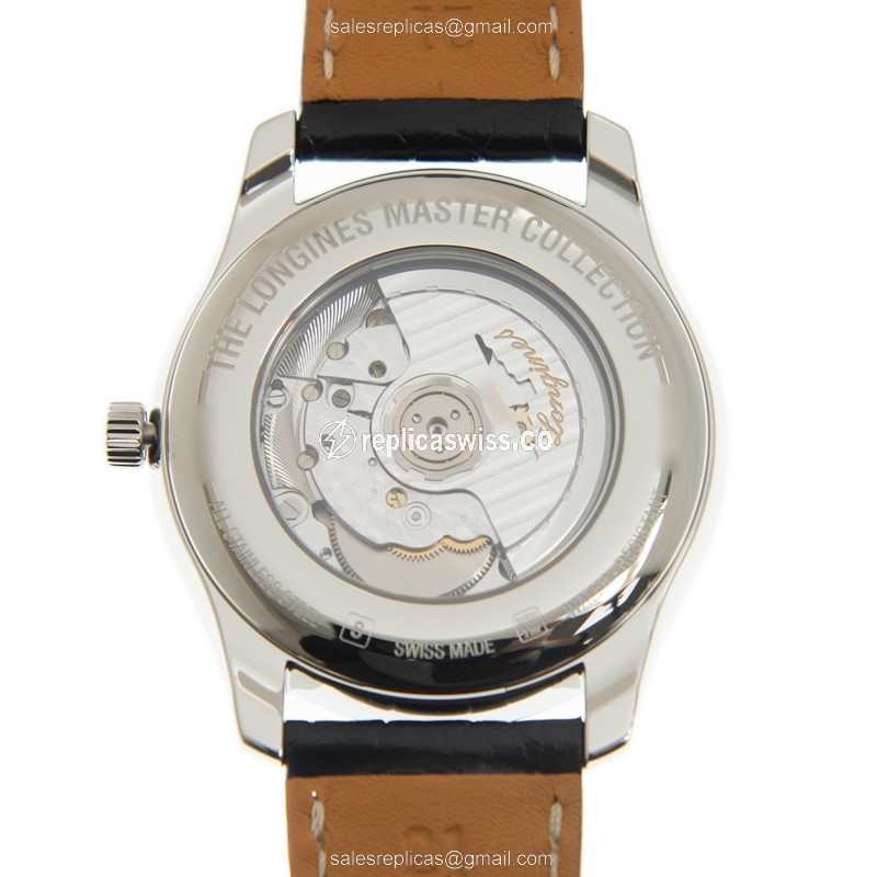 Longines L2.919.4.51.7 Replica - Automatic - Steel Case - Black Dial - Leather Strap - View 3