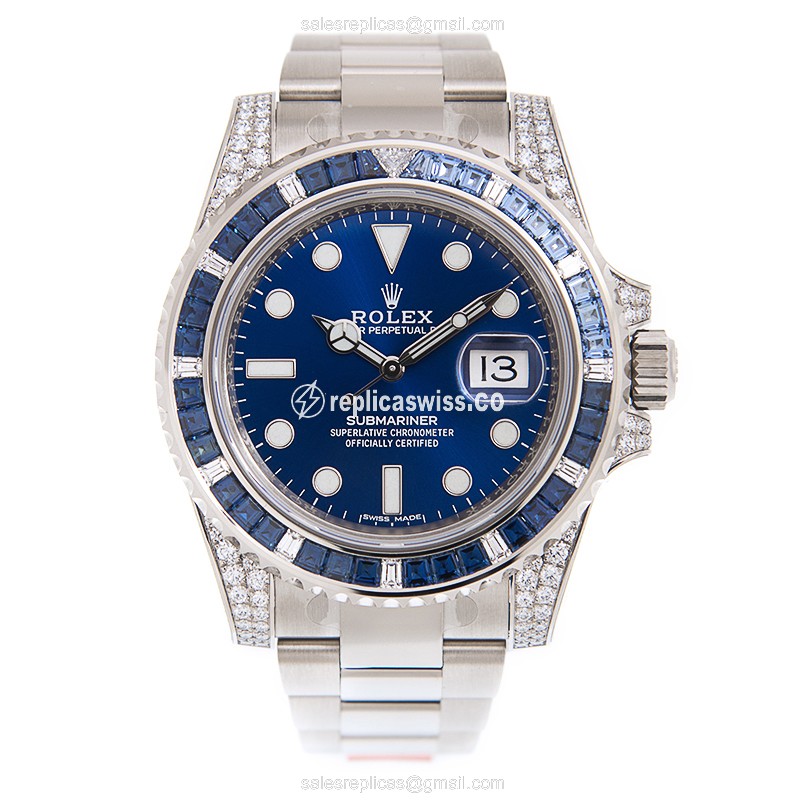 Rolex Submariner Replica - Automatic - Sapphire Case - Blue Dial, Silver Clasp - View 2