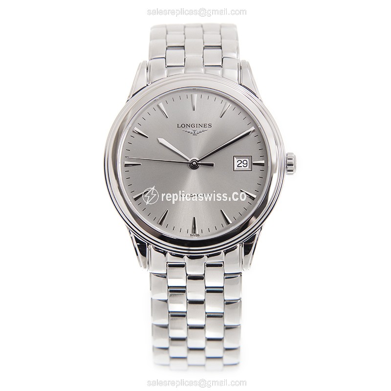 Longines L4.974.4.72.6 Replica - Automatic | Steel Case | Gray Dial | Silver Clasp - View 2