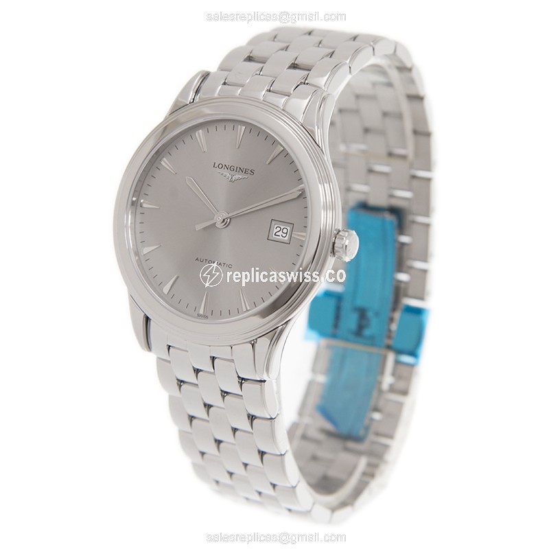 Longines L4.974.4.72.6 Replica - Automatic | Steel Case | Gray Dial | Silver Clasp - View 3