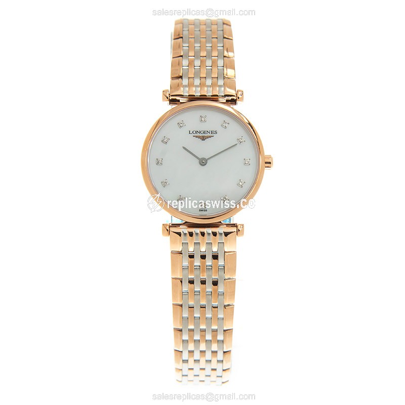 Longines LA GRANDE Quartz PVD Gold - White Dial - Gold Strap - Clasp - View 2