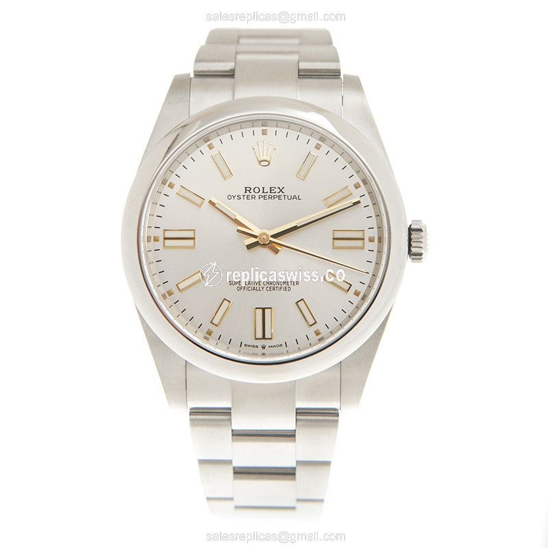 Rolex OYSTER PERPETUAL Replica - Automatic - Steel Case - Silver Dial - View 2