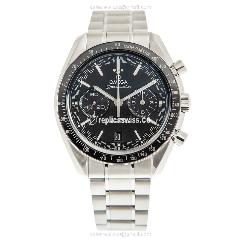 Omega Speedmaster Replica - Automatic - Stainless Steel - Black Dial - Silver Strap - View 2