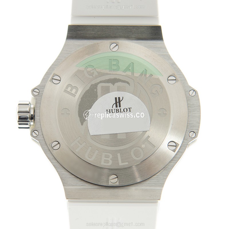 Hublot BIG BANG Quartz - Stainless Steel & Diamond Case - White Dial - Rubber Strap - View 3