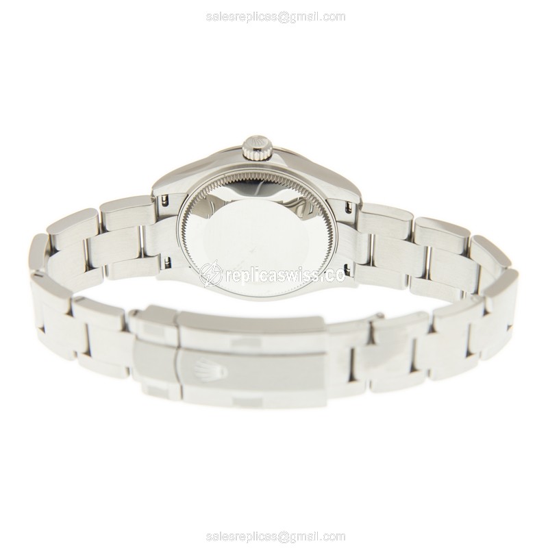 Rolex OYSTER PERPETUAL Replica - Automatic - Steel Case - Black Dial, Silver Clasp - View 4
