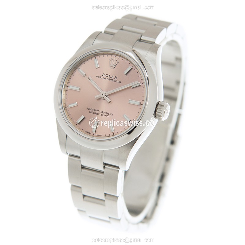 Rolex 277200-0004 OYSTER PERPETUAL Automatic - Pink Dial - Steel Case - Silver Strap - View 3