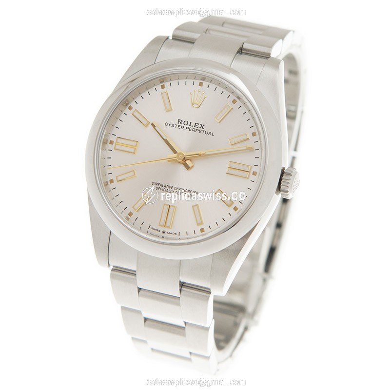 Rolex OYSTER PERPETUAL Replica - Automatic - Steel Case - Silver Dial - View 3
