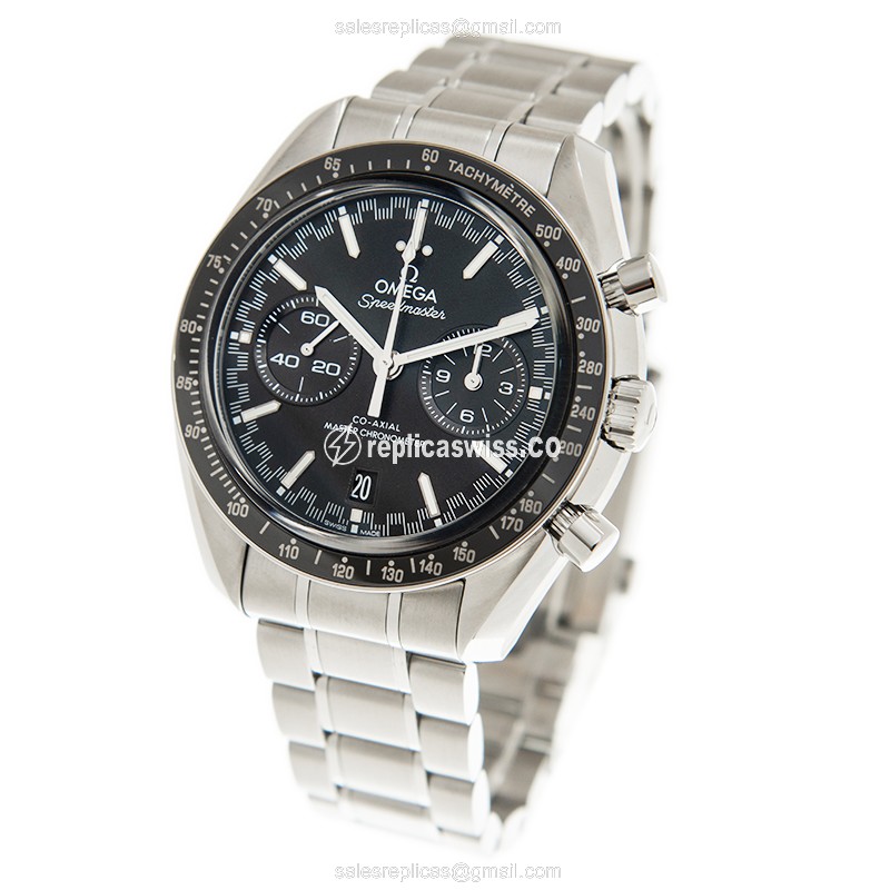 Omega Speedmaster Replica - Automatic - Stainless Steel - Black Dial - Silver Strap - View 3