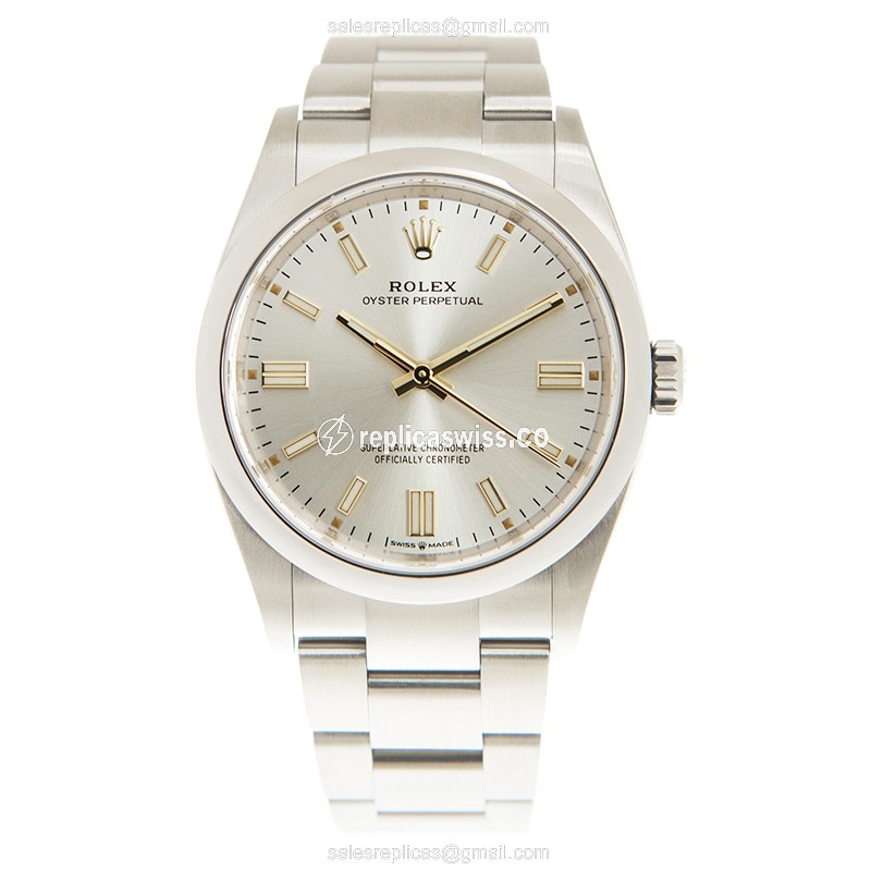Rolex OYSTER PERPETUAL Replica - Automatic - Steel Case - Silver Dial - View 2