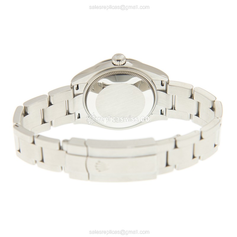 Rolex OYSTER PERPETUAL Replica - Automatic - Steel Case - Blue Dial, Silver Clasp & Steel Strap - View 4